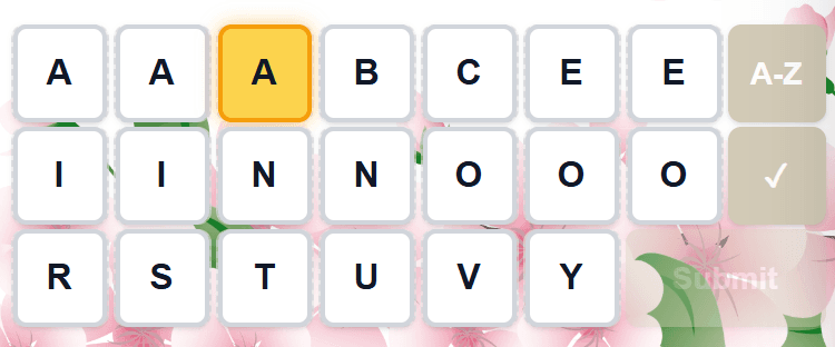 Face-down tiles in the tray, then revealed with Golden Tile highlighted